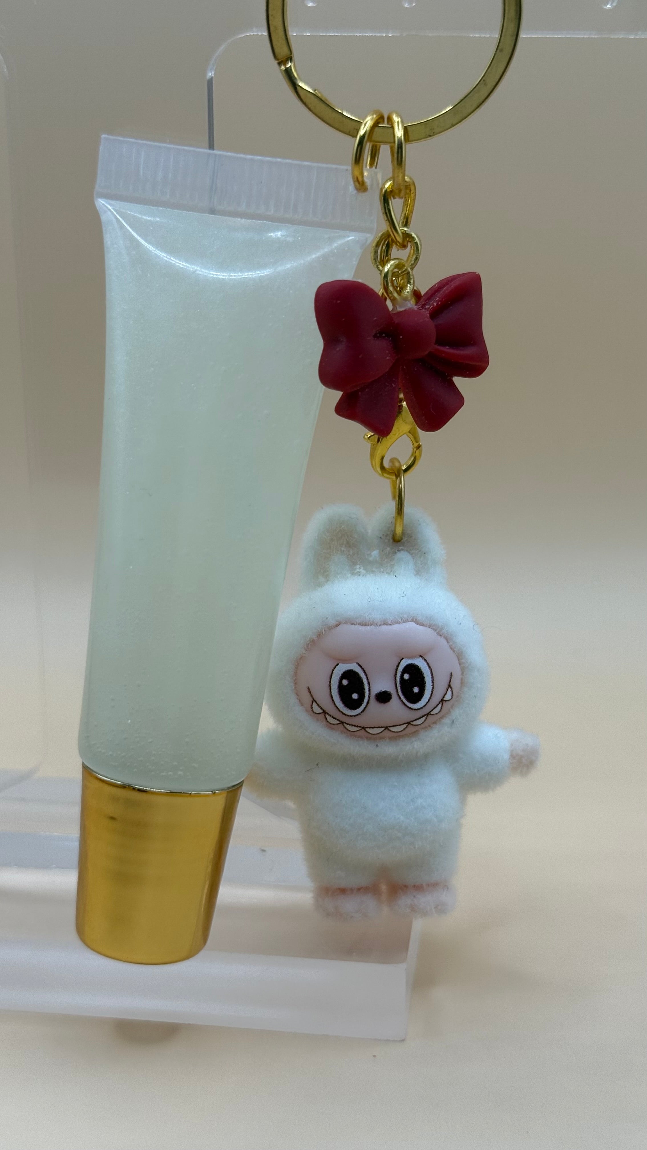 Handmade Vegan Lip Gloss Keychain-Organic,Hydrating,Coconut scent.Cut gift for her