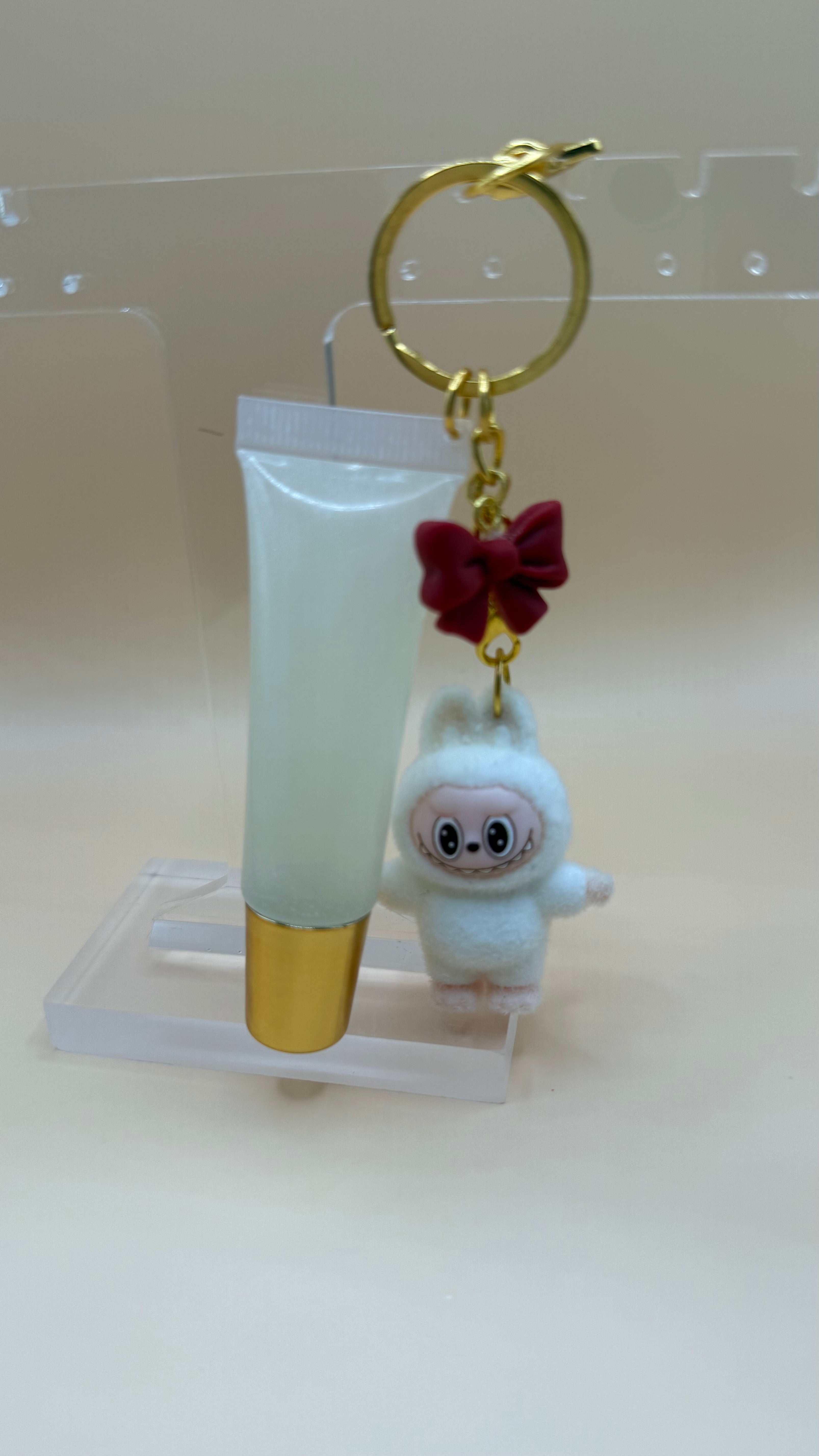 Handmade Vegan Lip Gloss Keychain-Organic,Hydrating,Coconut scent.Cut gift for her
