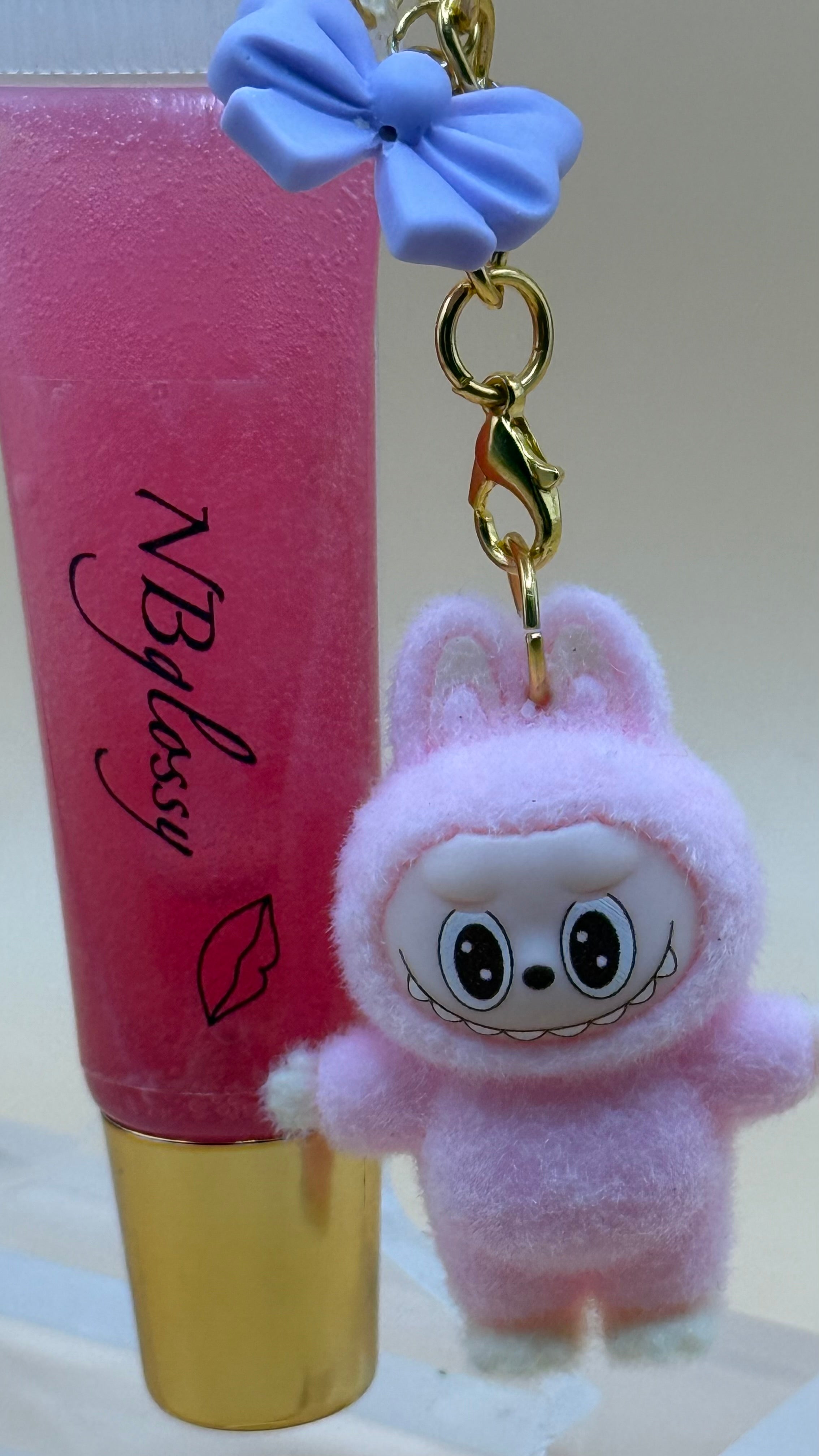 Handmade Vegan Lip gloss Keychain.Organic.Hydrating Strawberry scent.Cute gift for her.