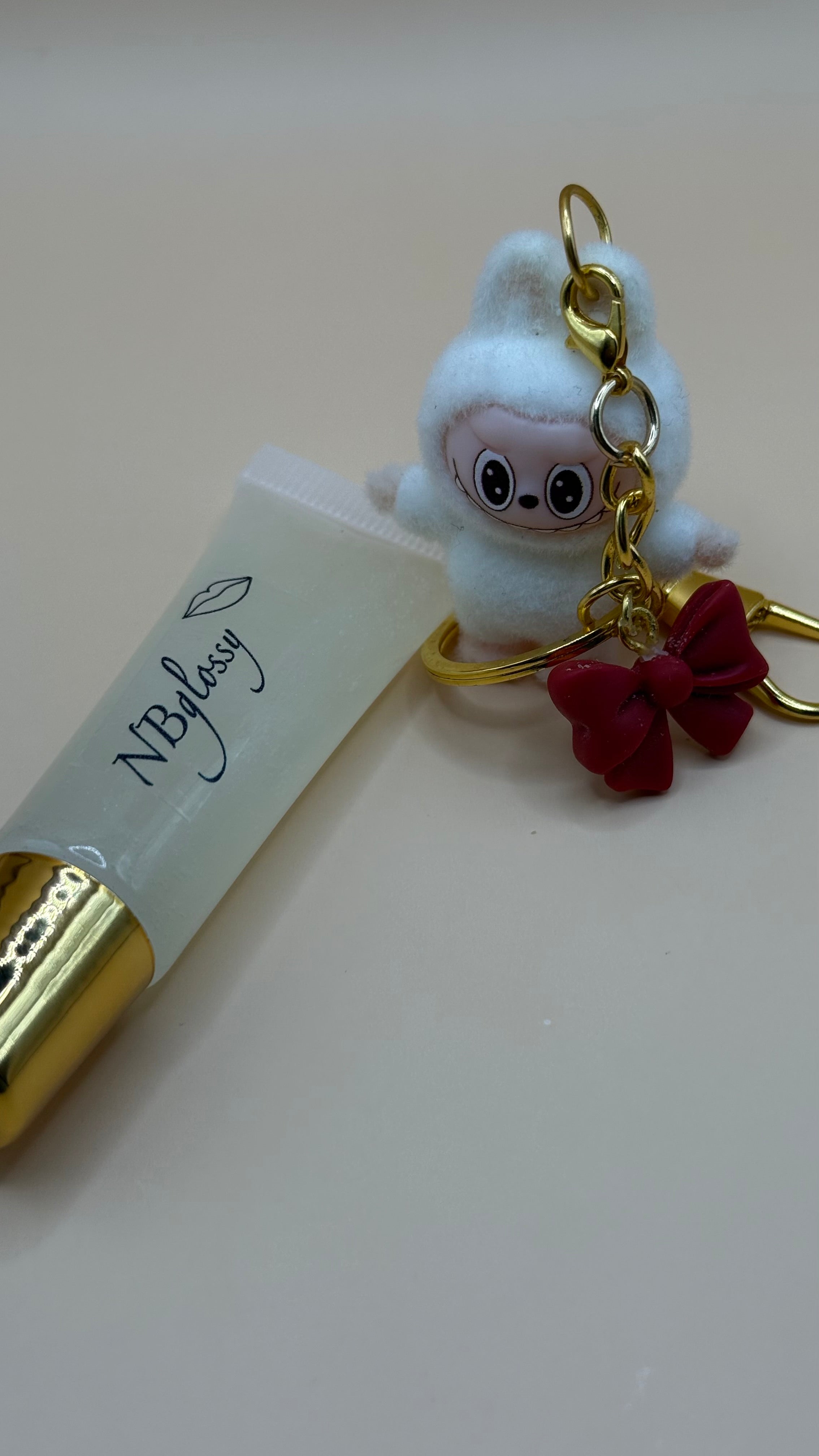 Handmade Vegan Lip Gloss Keychain-Organic,Hydrating,Coconut scent.Cut gift for her