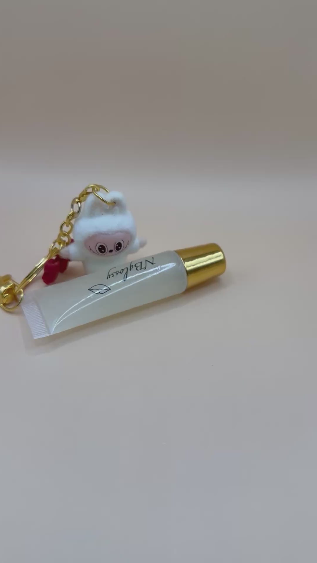 Handmade Vegan Lip Gloss Keychain-Organic,Hydrating,Coconut scent.Cut gift for her