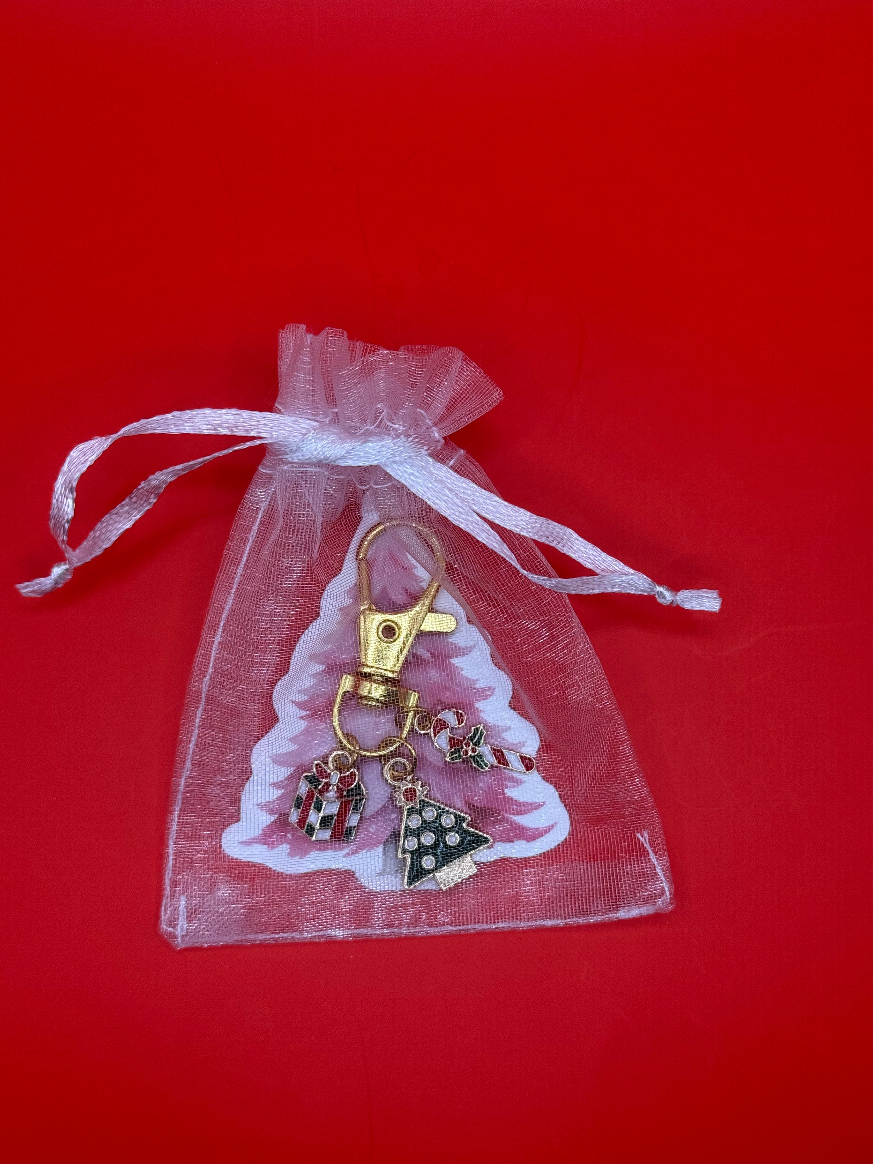 Festive Christmas Gold Keychain