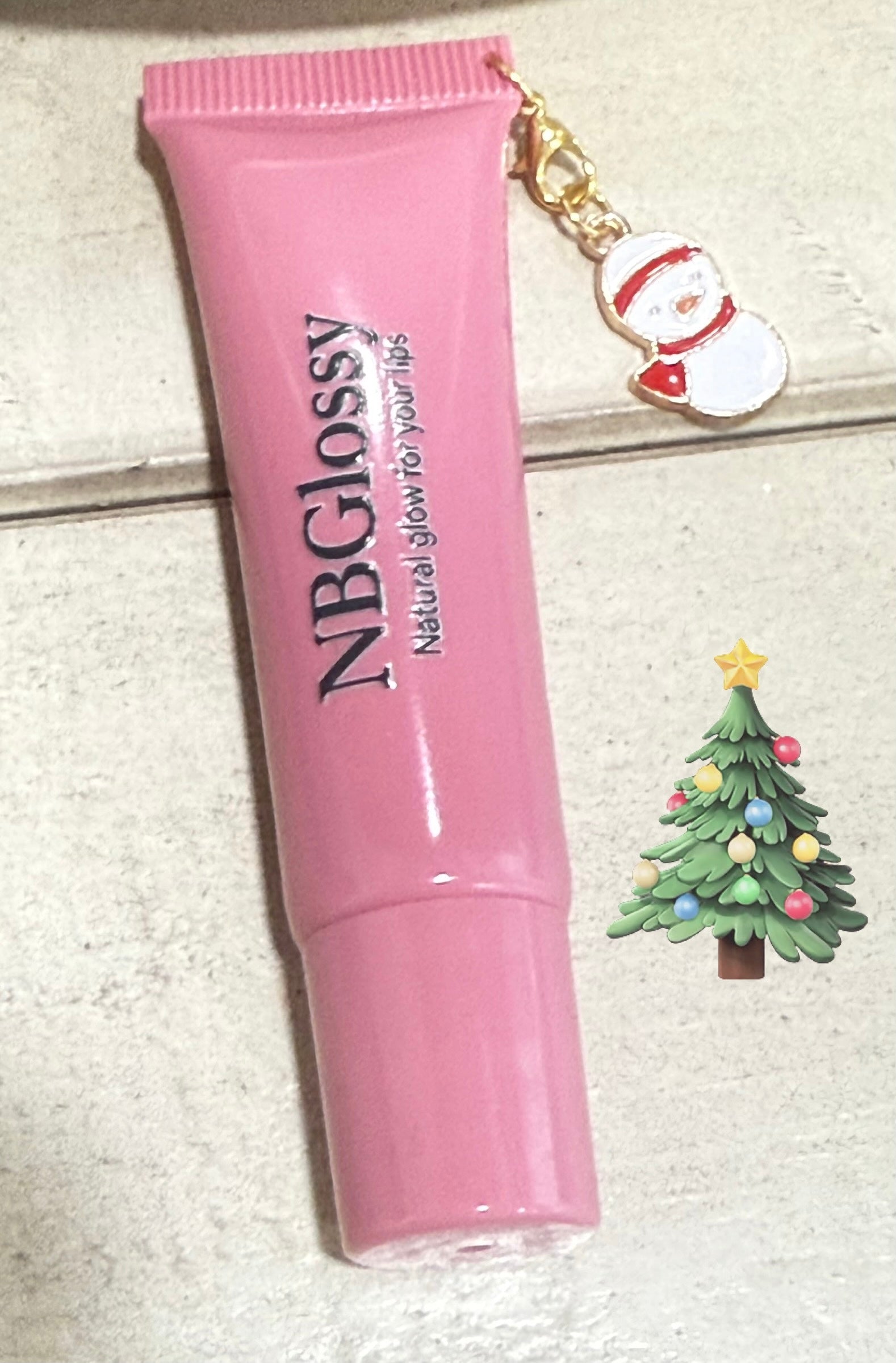 Champagne Pink Lip Gloss|Vegan and Hydrating Gloss|Nbglossy Holiday Charm Collection