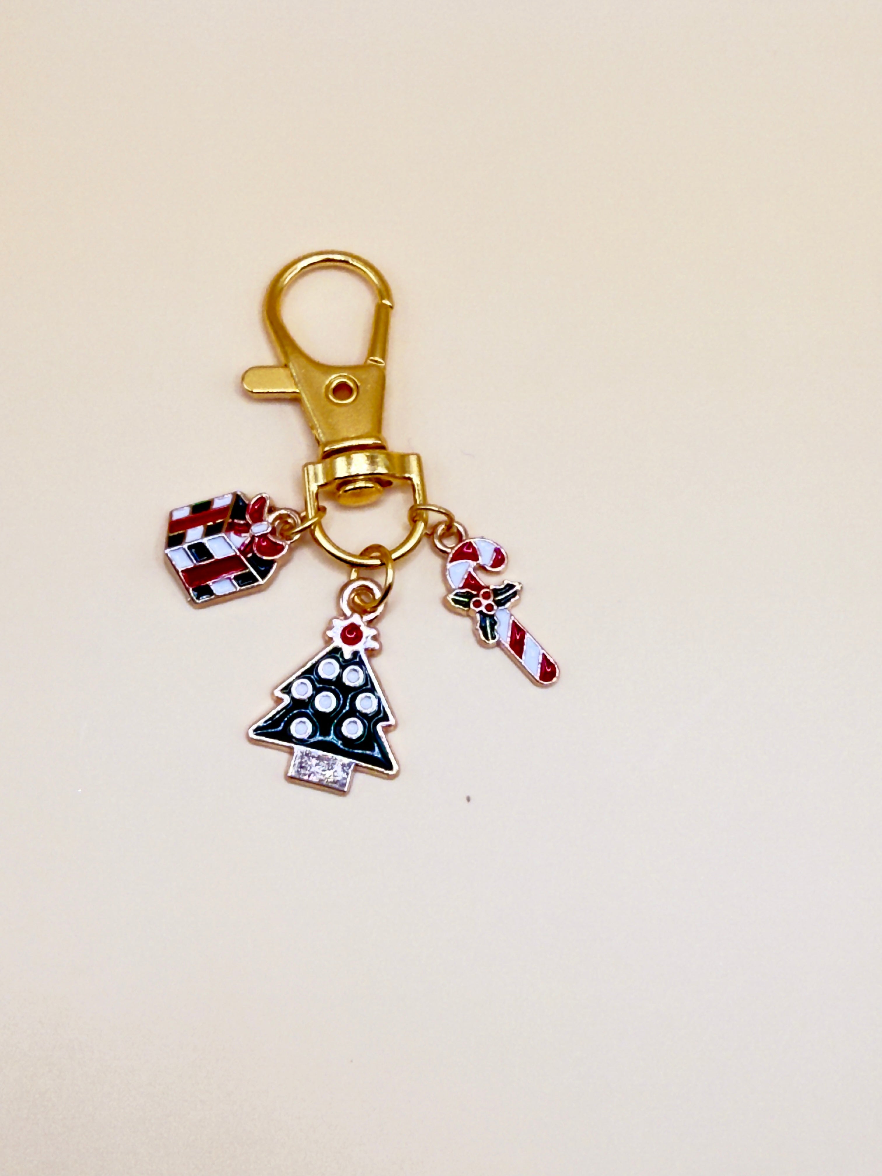 Festive Christmas Gold Keychain
