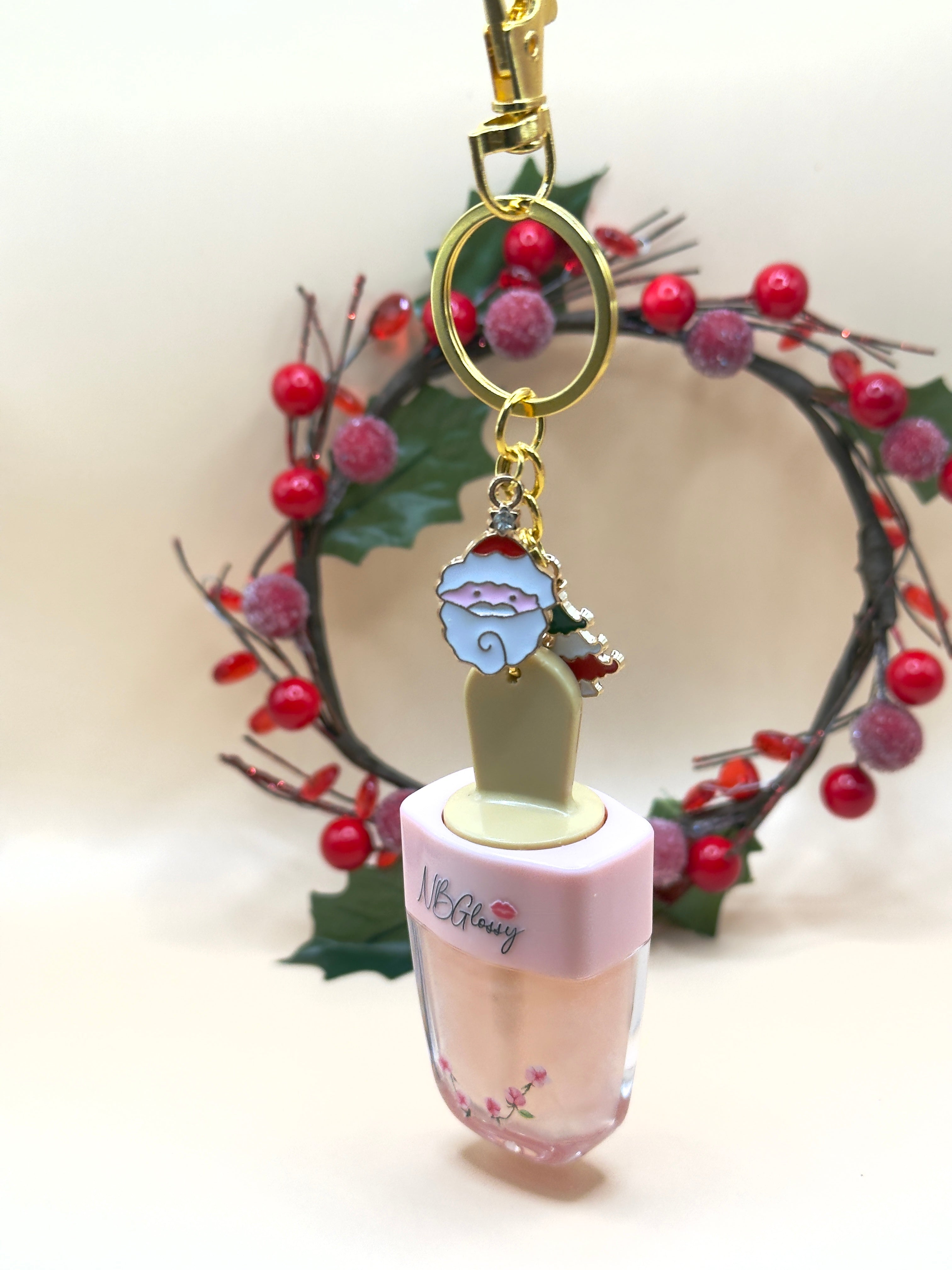 Cotton Candy lip gloss keychain/ Christmas joy/ Nbglossy lip gloss