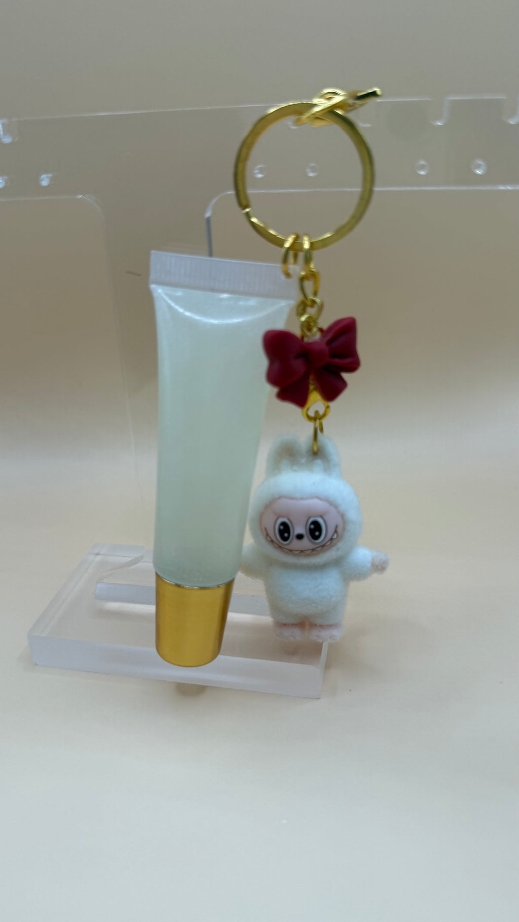 Handmade Vegan Lip Gloss Keychain-Organic,Hydrating,Coconut scent.Cut gift for her