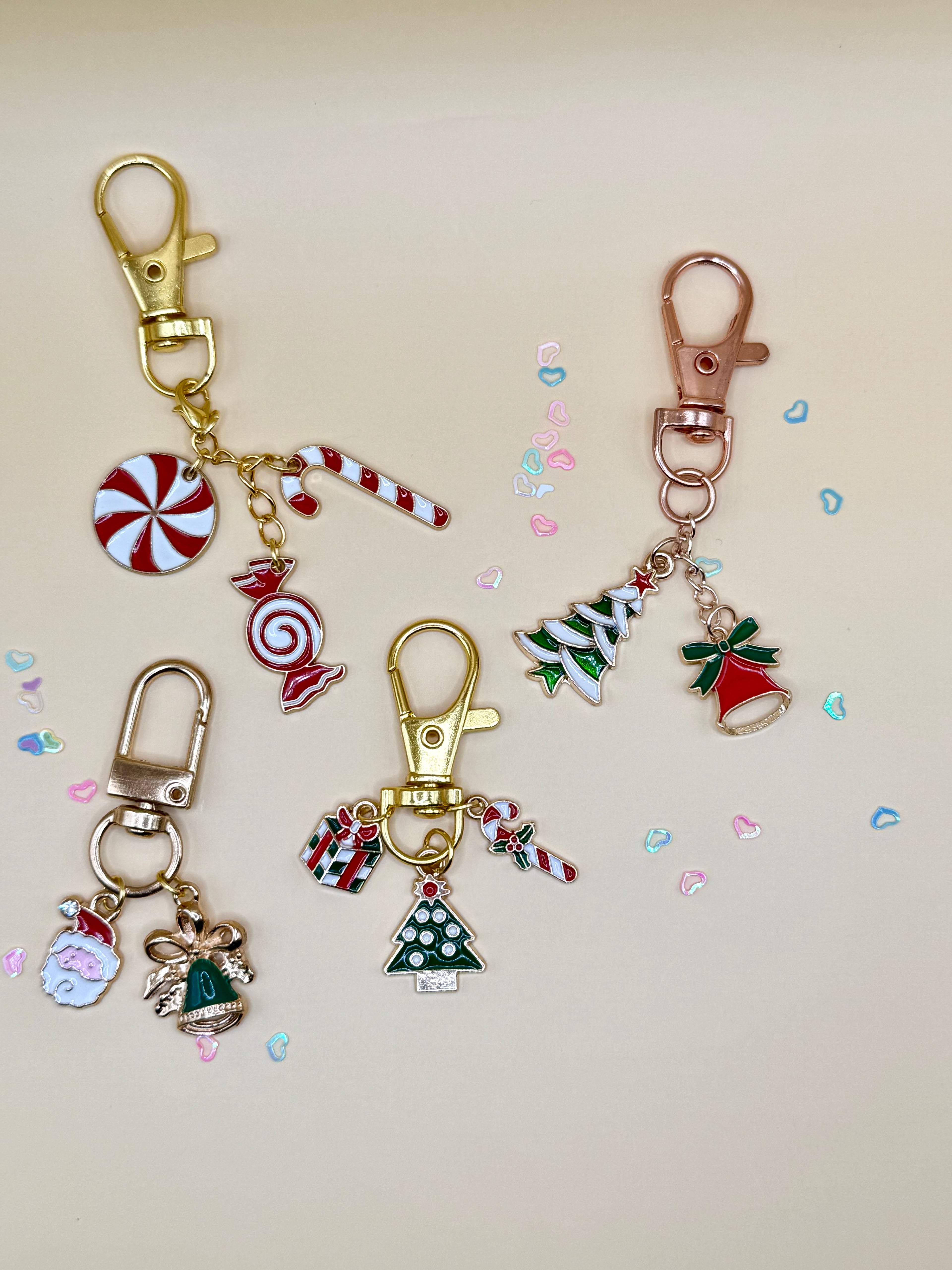 Festive Christmas Gold Keychain