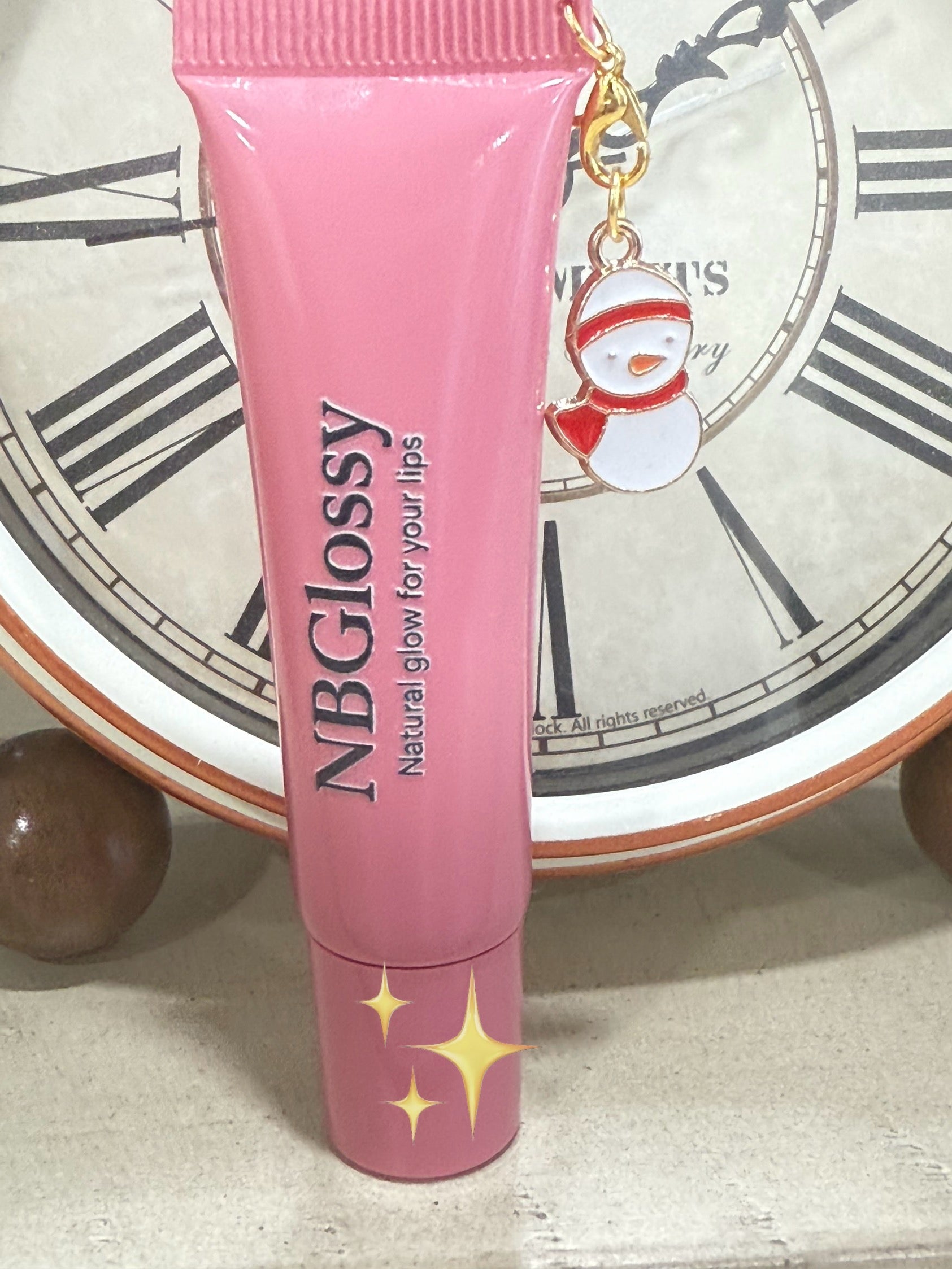 Champagne Pink Lip Gloss|Vegan and Hydrating Gloss|Nbglossy Holiday Charm Collection