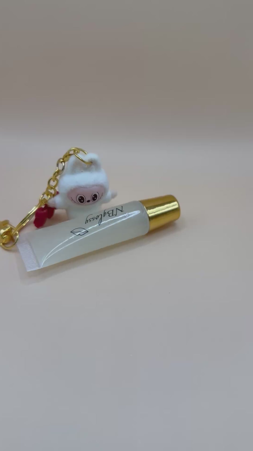 Handmade Vegan Lip Gloss Keychain-Organic,Hydrating,Coconut scent.Cut gift for her