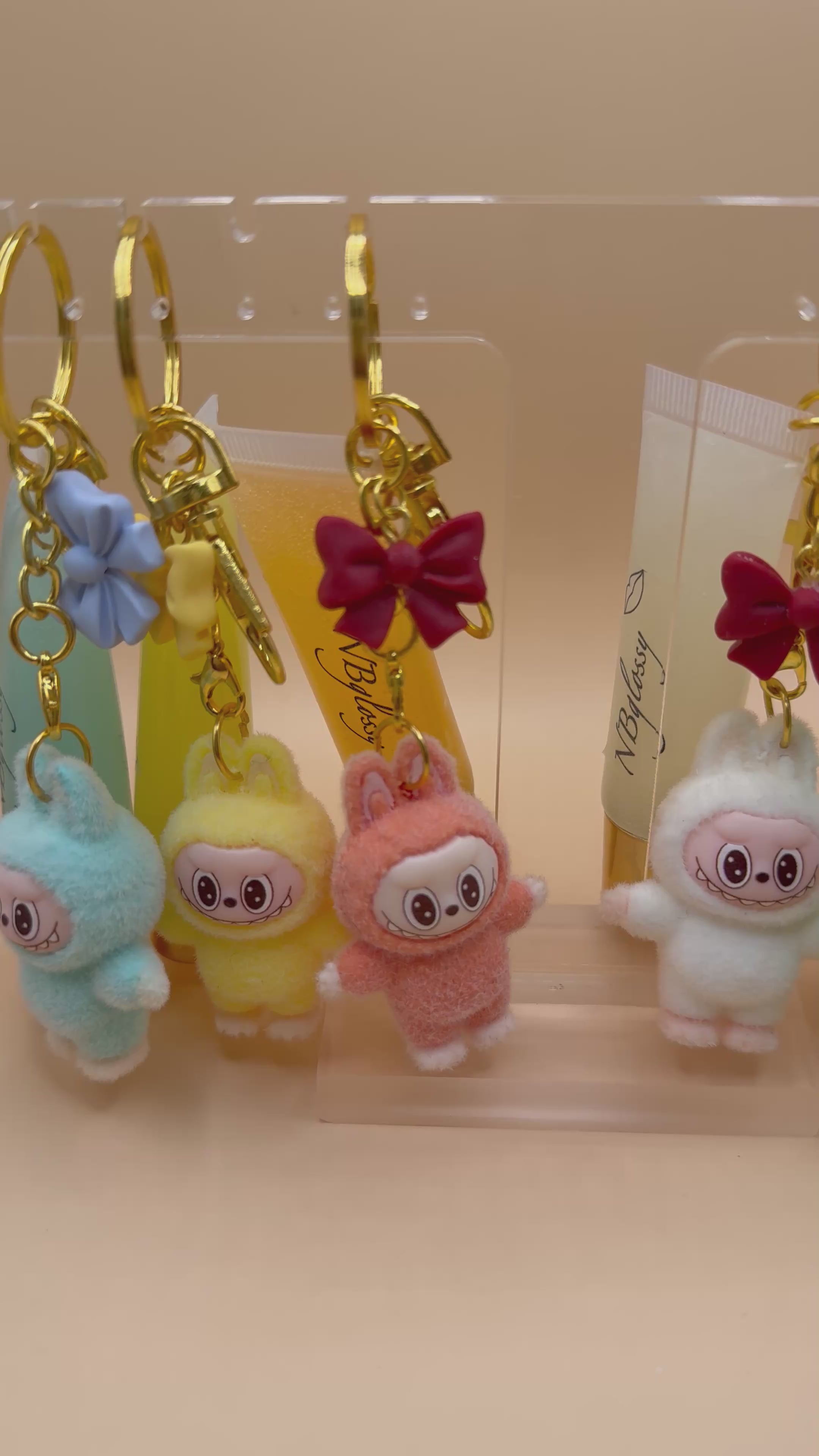 Handmade Vegan Lip Gloss Keychain – Organic, Hydrating, Banana Scent, Cute Gift for Her