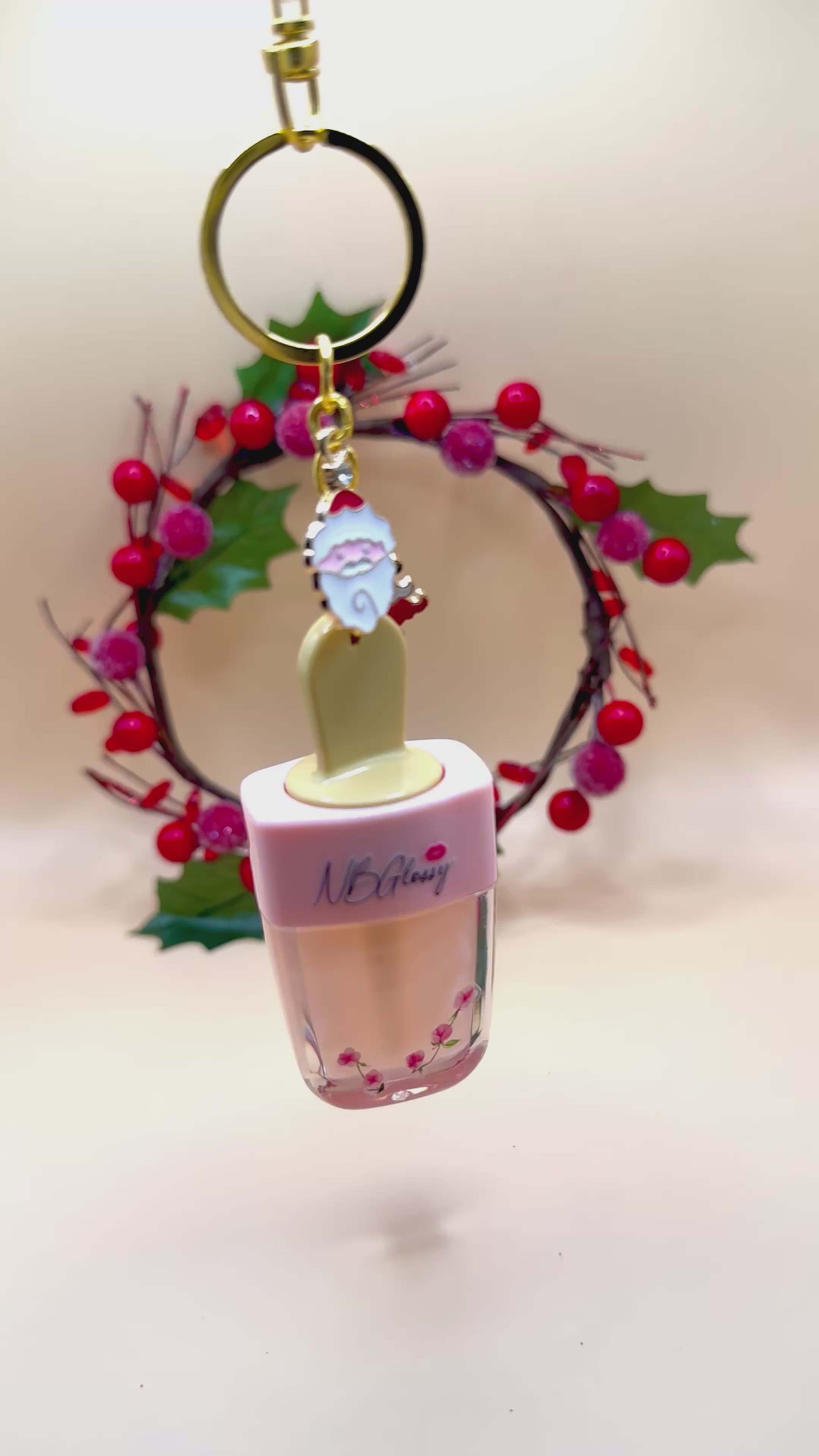 Cotton Candy lip gloss keychain/ Christmas joy/ Nbglossy lip gloss